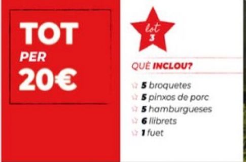 PACK 22€ (5 de broxeta, 5 pinxos,5 hamb., 6 llibrets )