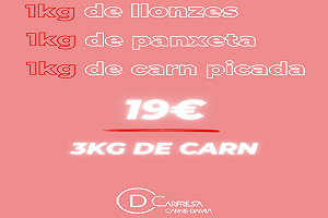 PACK 1 3KG DE CARN (1Kg Llonzes + 1Kg panxeta + 1Kg carns picada)