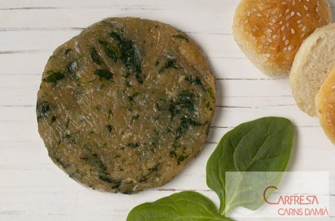 HAMBURGUESA  100%  PIT DE POLLASTRE AMB ESPINACS ( sense conservants ni gluten) - Disponible Sarrià de Ter 