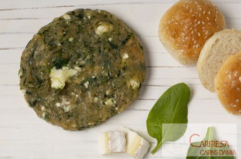 HAMBURGUESA 100%  PECHUGA DE POLLO CON ESPINACAS Y   QUESO DE CABRA ( sin conservantes ni gluten ) -Disponible Sarriá de Ter 